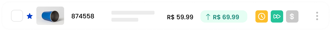 Produto com preço atualizado automaticamente pela reprecificação