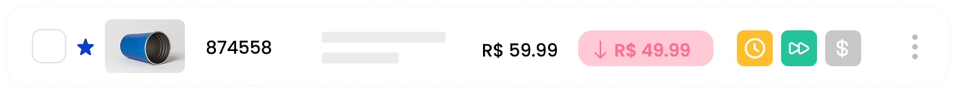 Produto com preço reduzido automaticamente pela reprecificação